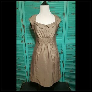 Anthropologie Tan Cap Sleeve Dress